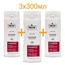 Phytocomplex / "Suphur & Red Pepper Oily Hair Shampoo" Шампунь для волос 3x300 мл / Suphur