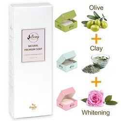 Beany / "Olive + Clay + Skin Whitening" Набор мыла 3x120 OLCLSW