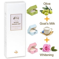 Beany / "Olive + Goat's Milk + Skin Whitening" Набор мыла 3x120 OLGMSW